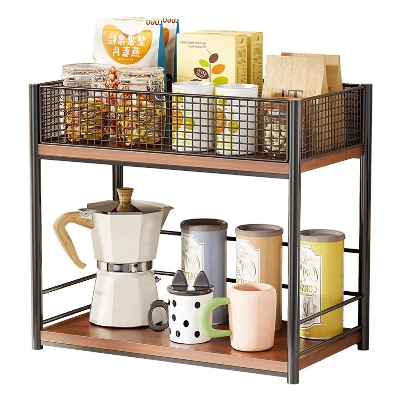 Desktop rack, kitchen countertop seasoning, multi-layer cup storage rack, dining table snack rack, living room water cup rack