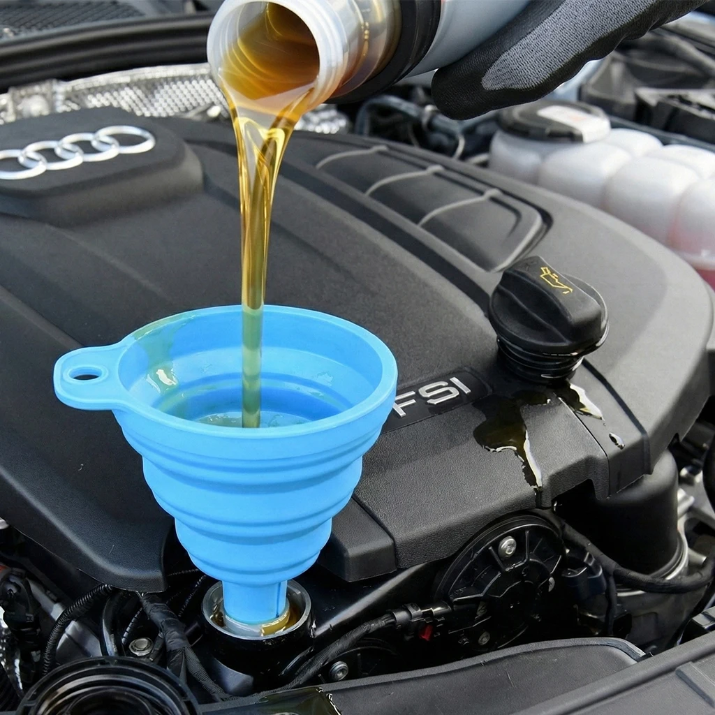 

Воронка для двигателя, автомобильная универсальная силиконовая воронка для жидкости, воронка для замены омывающей жидкости, складная портативная воронка для замены моторного масла, бензина