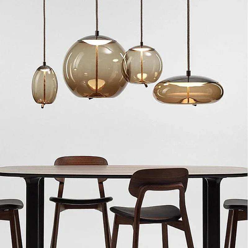 

Modern Minimalist Glass LED Pendant Light Kitchen Hanging Chandelier for Dining Living Room Bedroom Bar Cafe Decor Lighting