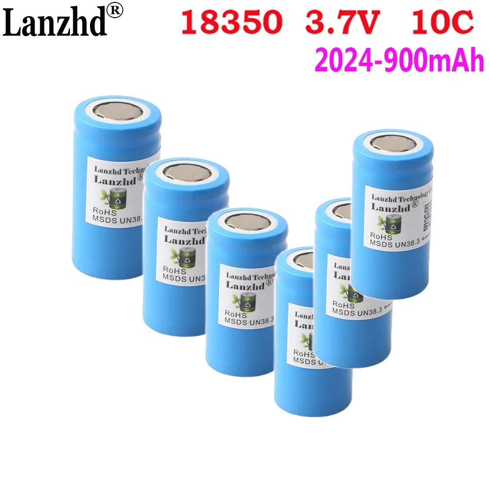 

8pcs 3.7V 18350 battery lithium Li ion 900mAh 10C batteries For power cylindrical lamps Electric tools battery