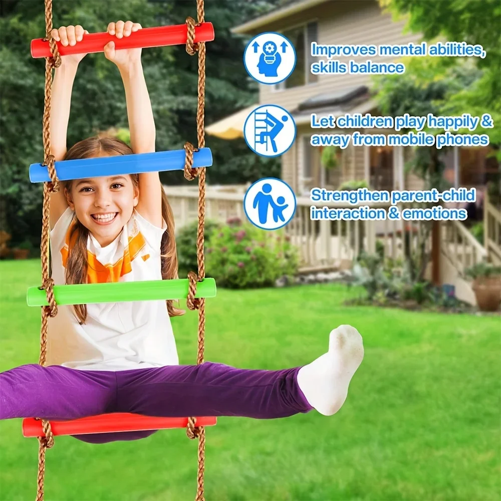 Columpio de escalera de escalada colorido para niños, juguete de PE duradero y colorido, equipo de patio de juegos interior/exterior para patio de casa, 1 ud.