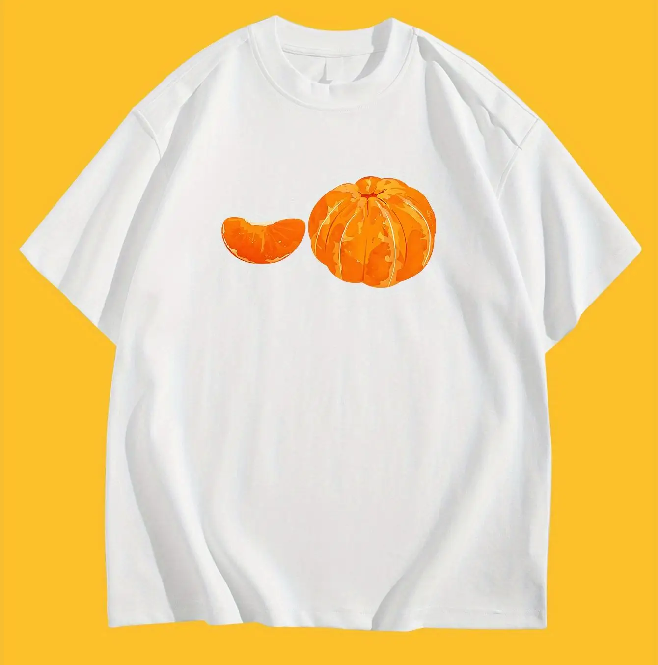 Vintage Orange Fruit T-Shirt Women Men Aesthetic Tangerine Graphic Tee Short Sleeve Harajuku Casual Fruit Lover Unisex Tops