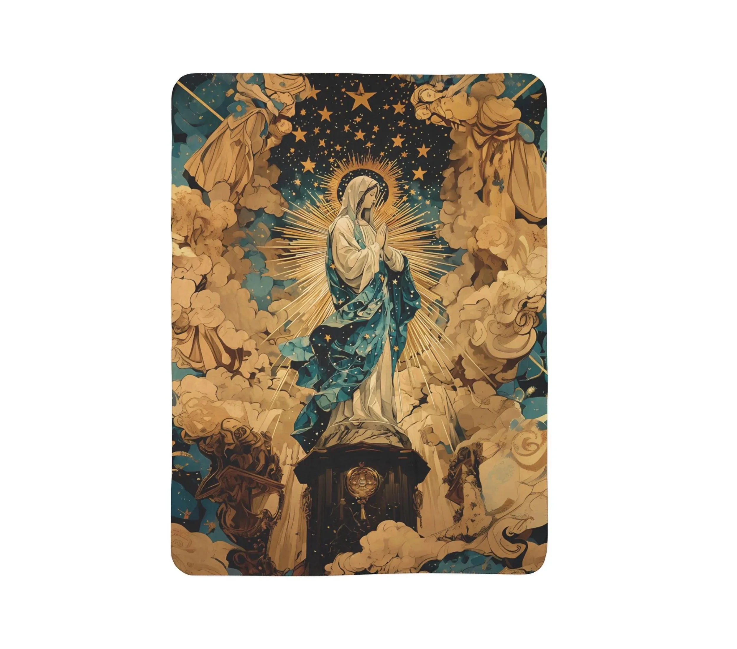 Virgin Mary Fleece Blanket, Madonna Blanket Throw, Religious Theme Home Decor, Sacred Wall Art, Christmas Gift