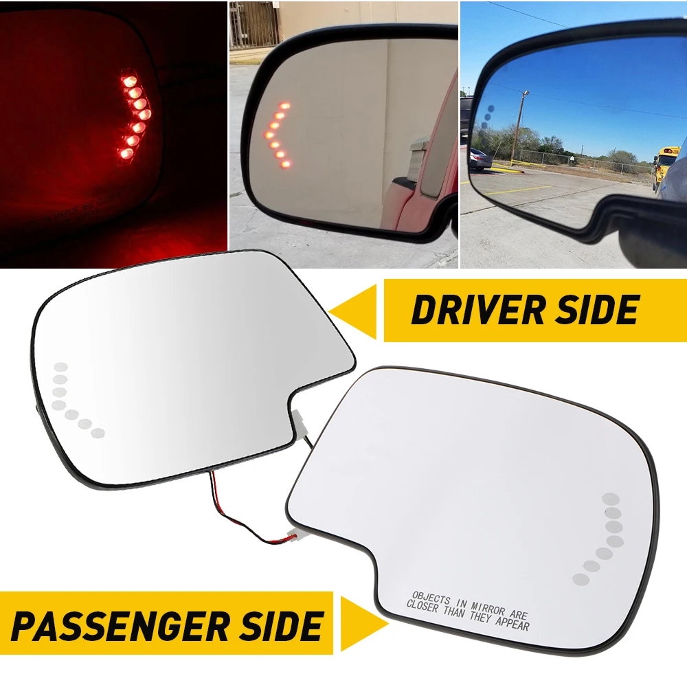 Heated Rearview Mirror Glass for Cadillac Escalade ESV EXT Chevy Avalanche Silverado Suburban Tahoe GMC Sierra Yukon XL 2500