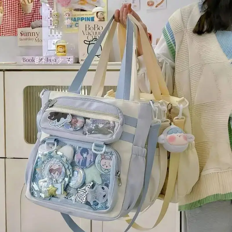 

Bloom Transparent Blue Ita Handbag Women Anime Portable Large Capacity Shoulder Tote Bag Female Nylon Crossbody Bags Girls