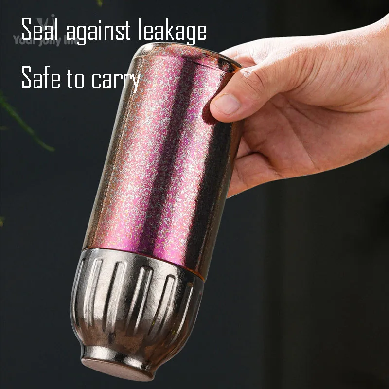 

330ml Pure Titanium Vacuum Flasks With Tea Bin,Thermos Cup With Magnetic Lid,High-end Gift Drinking Set,Business Water Bottle