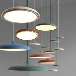 Nowoczesny wisiorek led lampa artystyczny Design metal żelazo zawieszenie ufo okrągły talerz światła oprawa kreatywny cienki nordic wiszący salon