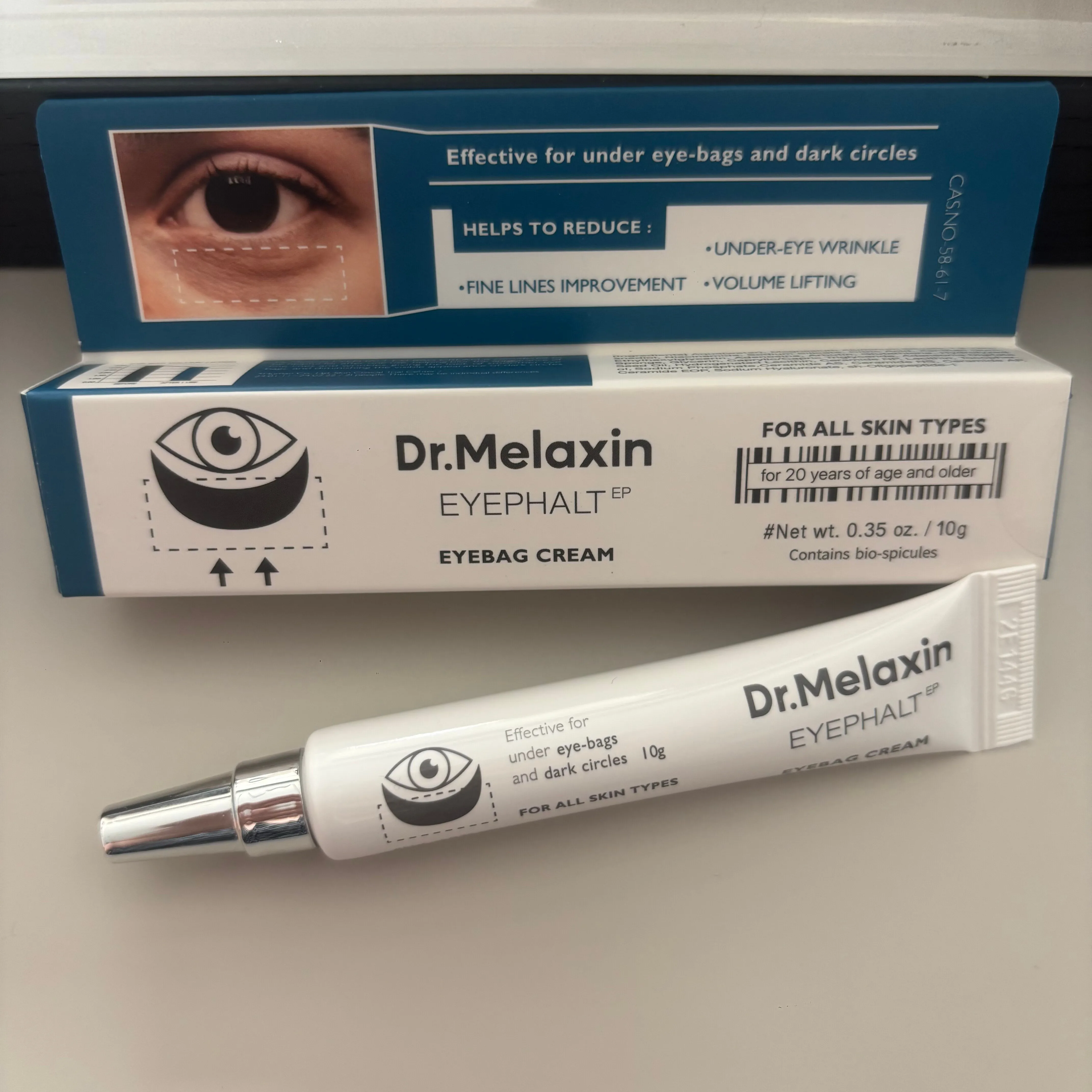Creme para os Olhos Dr. Melaxin 10ml, Firmador e Reparador, Melhora a Elasticidade, Reduz Inchaço, Linhas Finas, Áreas Afundadas e Sulcos Lacrimais