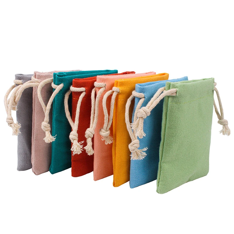 10Pcs/Lot Cotton Cloth Drawstring Bag Multicolour Eco Grocery Bags Jewelry Cosmetic Small Storage Bag Party Christmas Gift Pouch