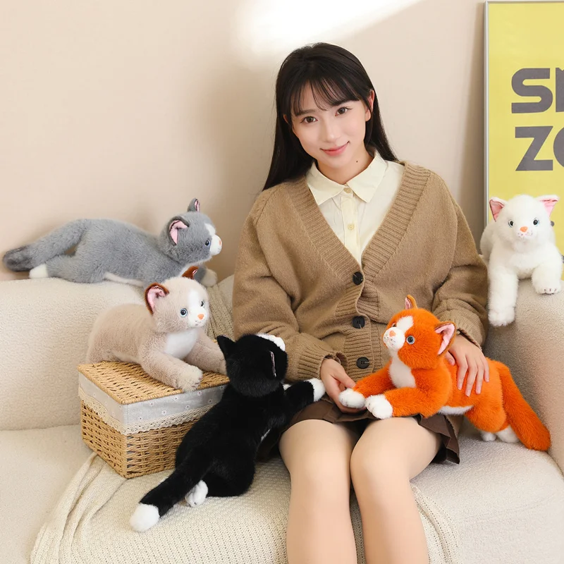 Imitation Persian Cat Plush Doll Lifelike Kitten Stuffed Toy Comforting Companion Sleeping Plush Toys Kawaii Cat Stuffed Dolls