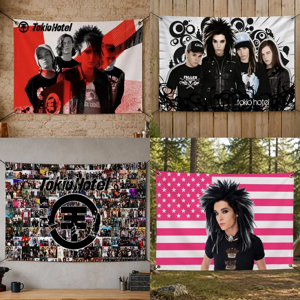 Band Rock T-Tokio Hotel Flags Flag Banner for Bedroom Dorm Party Home Living Room Game Room Gift