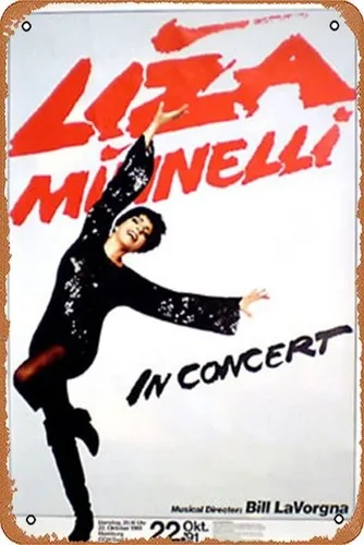 Pôster de Concerto Minnelli, Liza, Placa de Metal Retro Vintage para Decoração de Parede em Casa