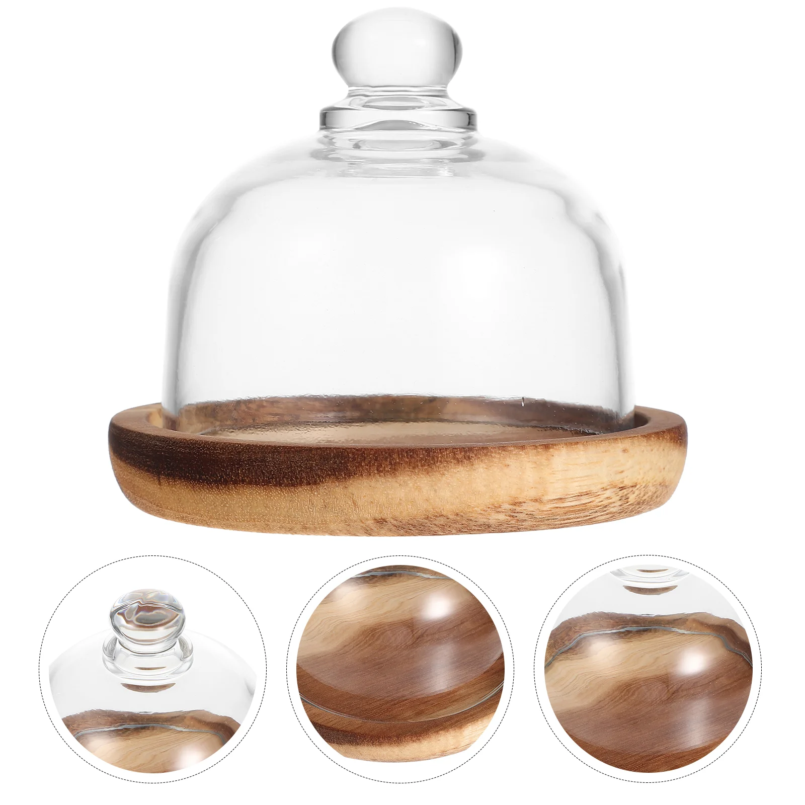 

Cake Pan Multi-function Stand Fruit Storage Plate Acacia Wood Glass Wooden Cupcake Display