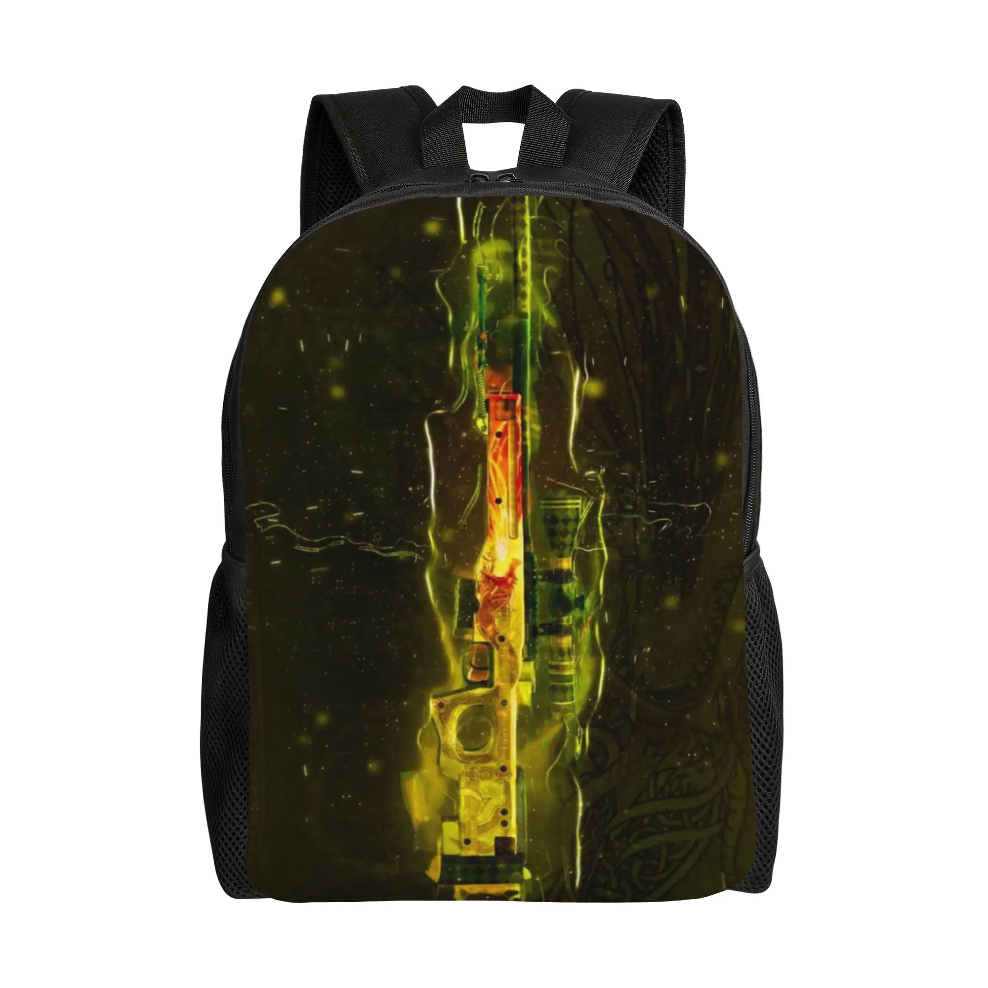 Daypack Back to school season Glowing Toxic CS GO Gun Skin  Zipper Closure Backpack