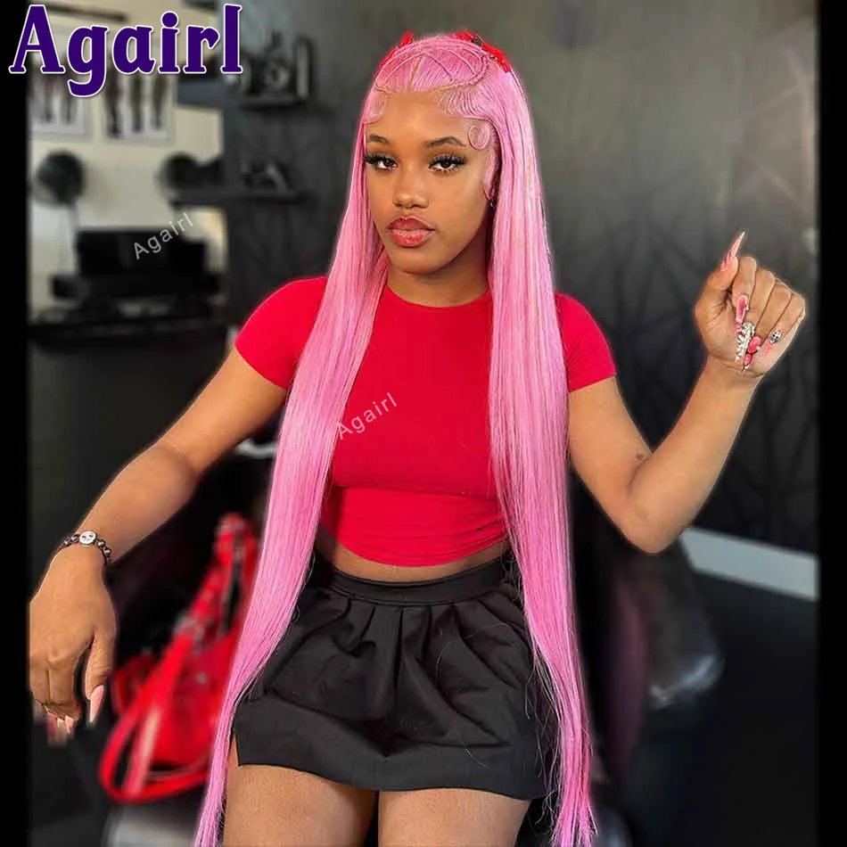 

Light Pink Lace Front Human Hair Wigs For Women 13X6 13X4 Transparent Lace Frontal Straight Wigs Pre Plucked Brazilian Remy Hair