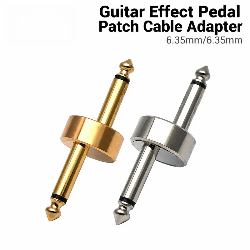 6.35mm Z-Shape Guitar Effect Pedal Connector Male-to-male Audio Adaptor Plug Gold Silver Finish Instrument Pedalboard Link
