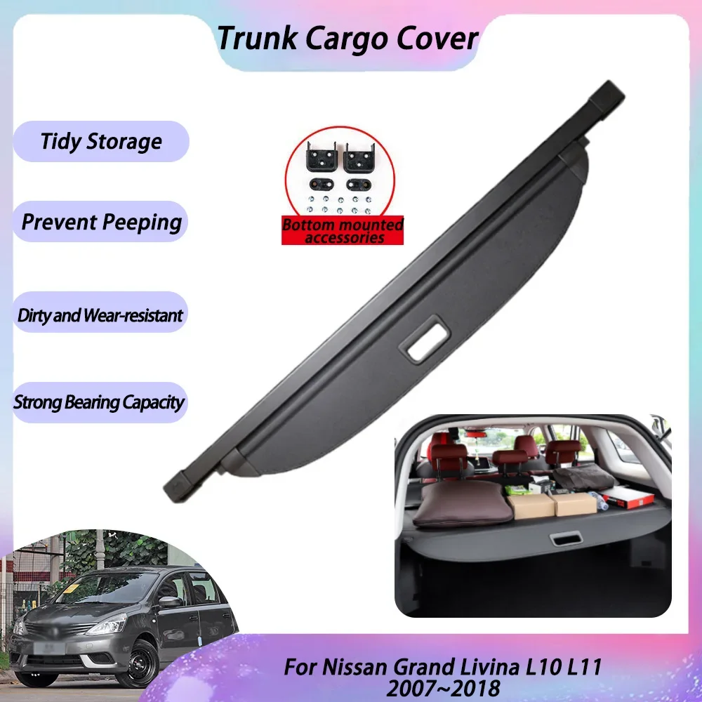 Trunk Cargo Cover For Nissan Grand Livina L10 L11 2007~2018 2009 2015 2016 Rear Tray Shield Curtain Partition Privacy Accessorie