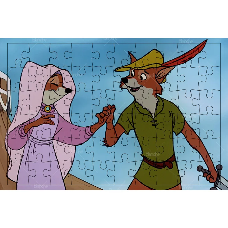 Disney robin hood imagens dos desenhos animados filme 300 500 1000 pçs quebra-cabeças jogo brinquedos de madeira jigsaw crianças hobby para presente ornamentos de mesa quarto