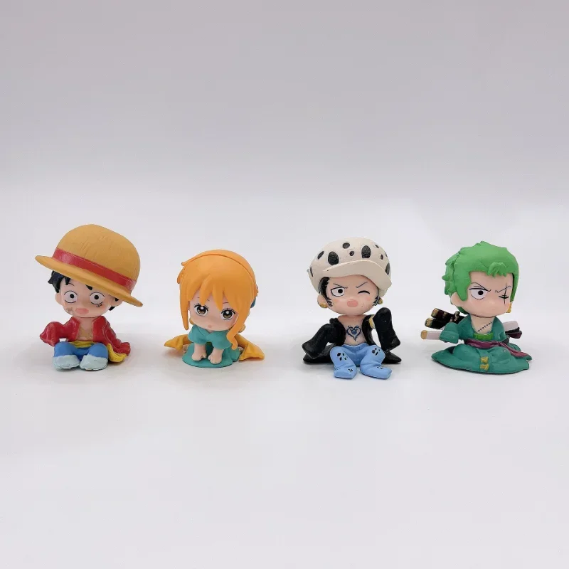 Anime One Piece Luffy Zoro Q Nami Water Law PVC Anime Action Figures Model Toys Children Car Cake Decoration Kids Birthday Gift