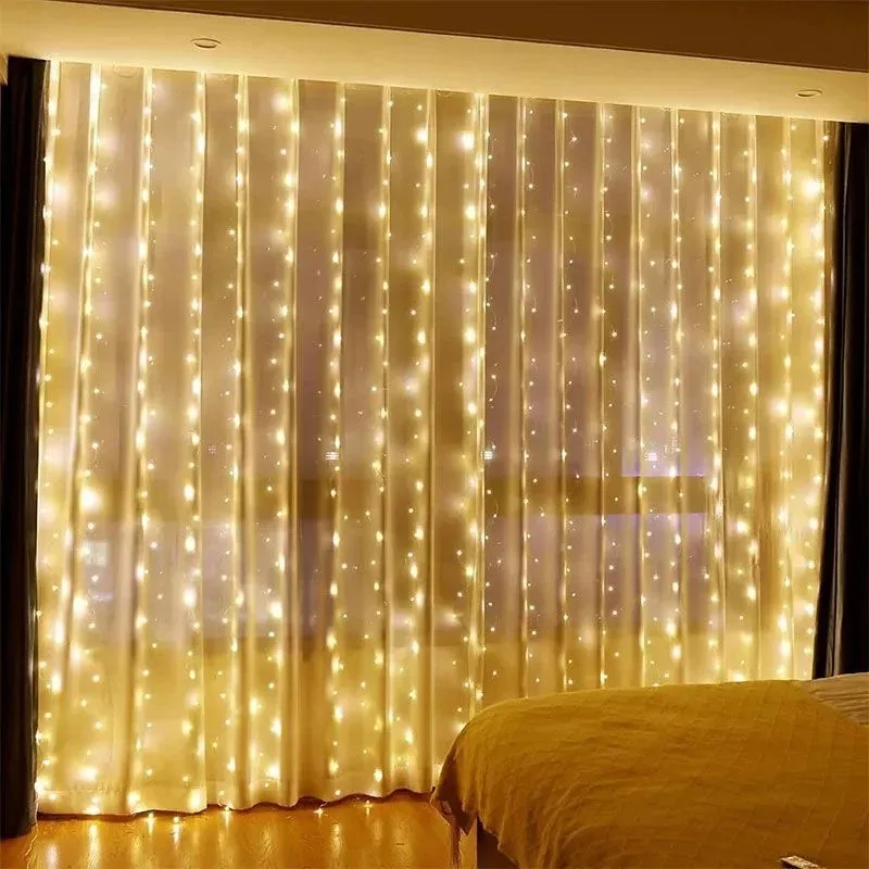 3x3 LED Curtain String Lights Christmas Garland Fairy Light Festoon Led Light Wedding Home Bedroom Decoration Lighting