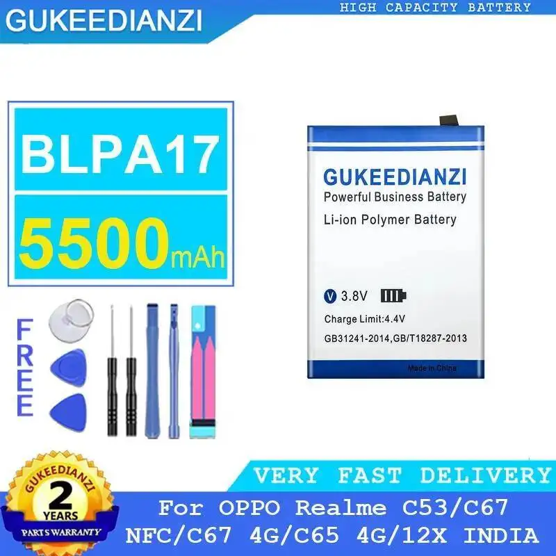 

Аккумулятор мобильного телефона BLPA17 5500 мАч для Oppo Realme C53 C67 Nfc 4G C65 12X Индия