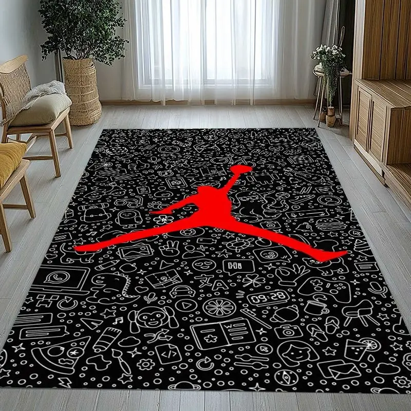 Basketball Sign J-Jordan Printed Soft Non-Slip Large Area Rug for Living Room,Bedroom Playroom Carpet Mat for Sofa,Home Decor