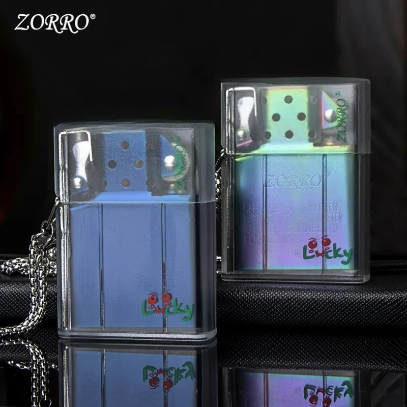Zorro Transparent Kerosen Lighter Windproof Lucky Grass Smoking Lighter, Gift for Boyfriend's Good Luck Gadgets for Men