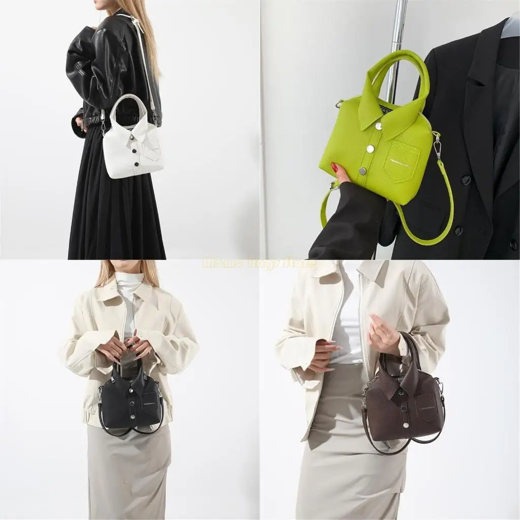 

X90D Stylish Solid Color Crossbody Bag PU Leather Shirt Shoulder Handbag Purse with Top Handle for Daily Use and Travel
