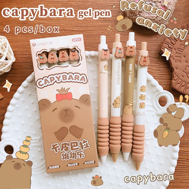 Imagem -02 - Capivara Black Ink Gel Pen Desenhos Animados Kawaii Canetas Fofas Estética Escola Material de Escritório Papelaria Presente para Estudantes Fofo