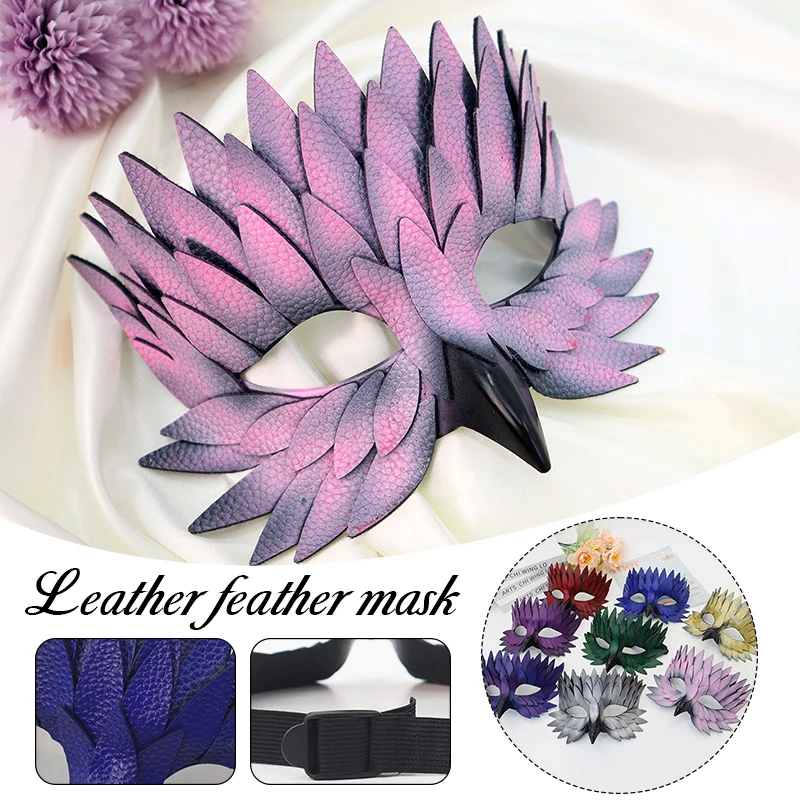 

Маска из искусственной кожи с птичьим клювом, имитация пера, полумаска для лица, Хэллоуин, карнавал, маска животного, барная вечеринка, маскарадная маска для глаз