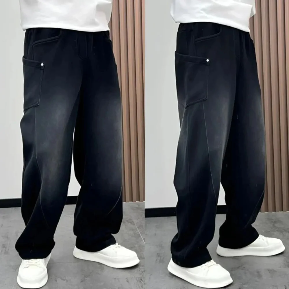 Mens Pants Multiple Pockets Baggy Pants Autumn Casual Harajuku Sports Wear-Resistant Straight Leg Pants Men's Clothing Unisex