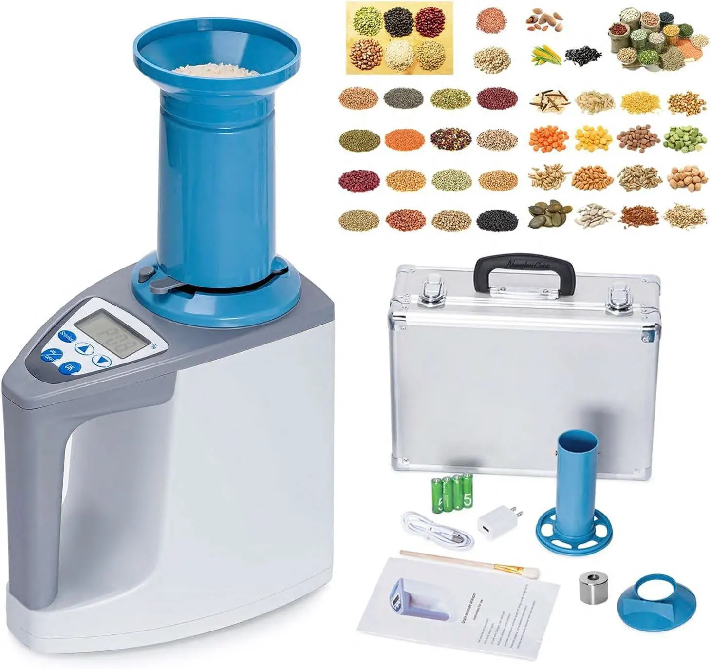 

Moisture Tester Portable Grain Moisture Meter Analyzer Digital Grain LCD Display Crop Moisture Meter