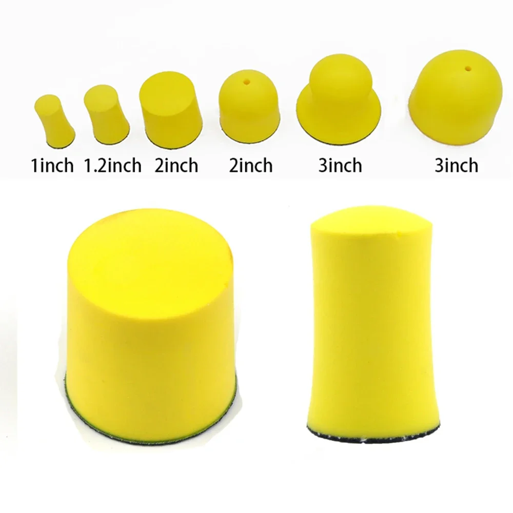 1-3Inch Hook and Loop Hand Sanding Block Kit 6 Pcs PU Foam Round for Automotive Metal Polishing Pad Tools Grinding Tools