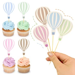 16 pz palloncini ad aria calda Cupcake Toppers blu rosa verde marrone mongolfiera Cake Topper fai da te compleanno Baby Shower Party Decorati