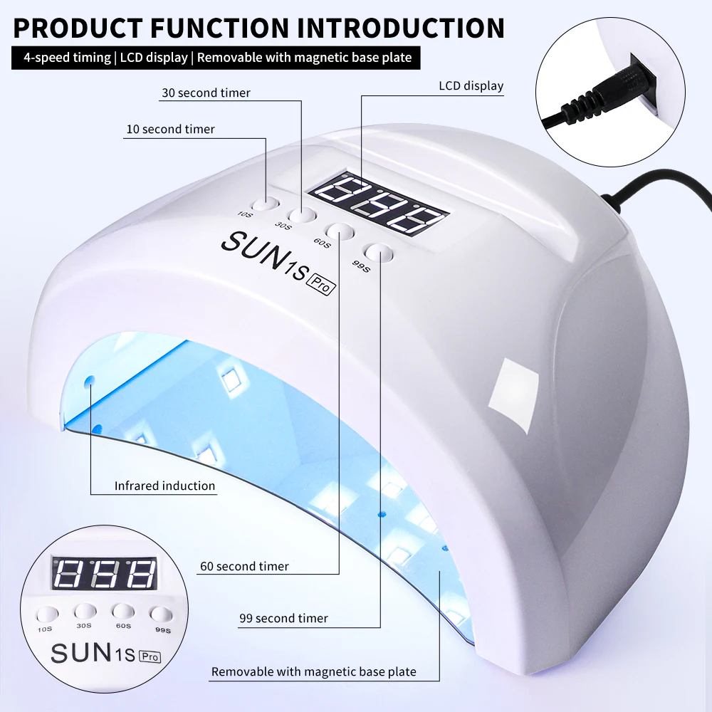 LIMEGIRL 30 LEDs UV เครื่องเป่าสําหรับเล็บ UV เจลเล็บแห้ง 48W เล็บ Phototherapy เครื่องเล็บเครื่องมือ Salon อุปกรณ์