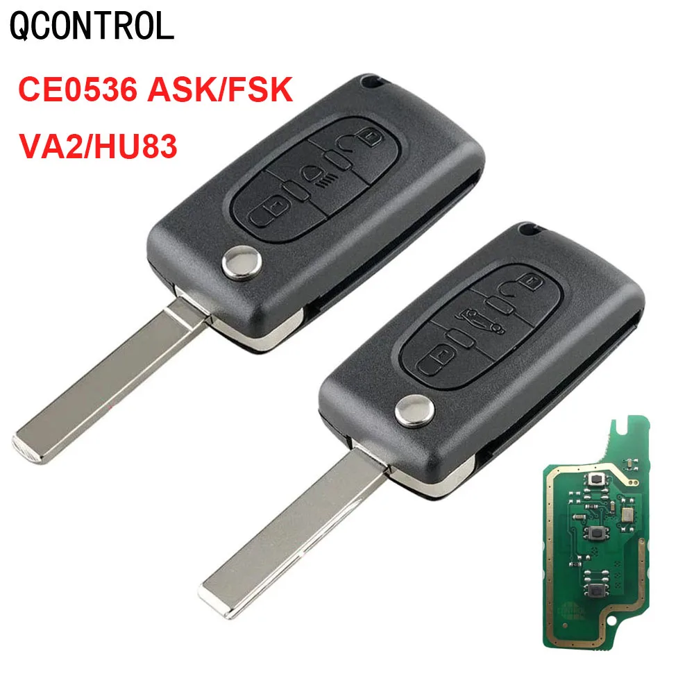 

QCONTROL для Peugeot 207 307 308 407 607 807 для Citroen C2 C3 C4 C5 C6 Xsara Berlingo откидной дистанционный автомобильный ключ HU83 VA2 0536 ASK/FSK