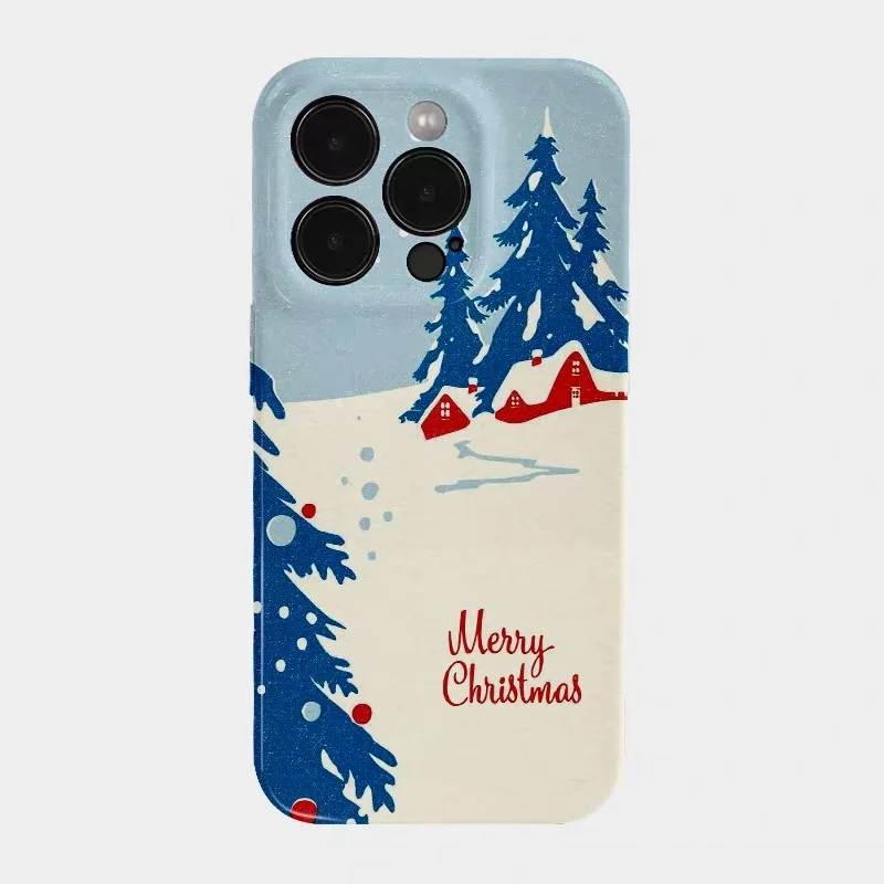 

Blue Snow Falling Christmas Phone Case for IPHONE 17 Air 16E 15 PROMAX 14 Plus 13 12 MINI 11 PRO 16Plus XR Acrylic Phone Cover