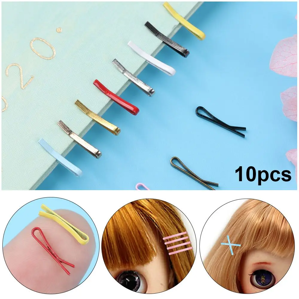 10pcs 1.1cm Doll Mini Metal Clip Children Hair Clip DIY Doll Accessories Doll Hairpin Headwear Girl Birthday Princess Hairclip