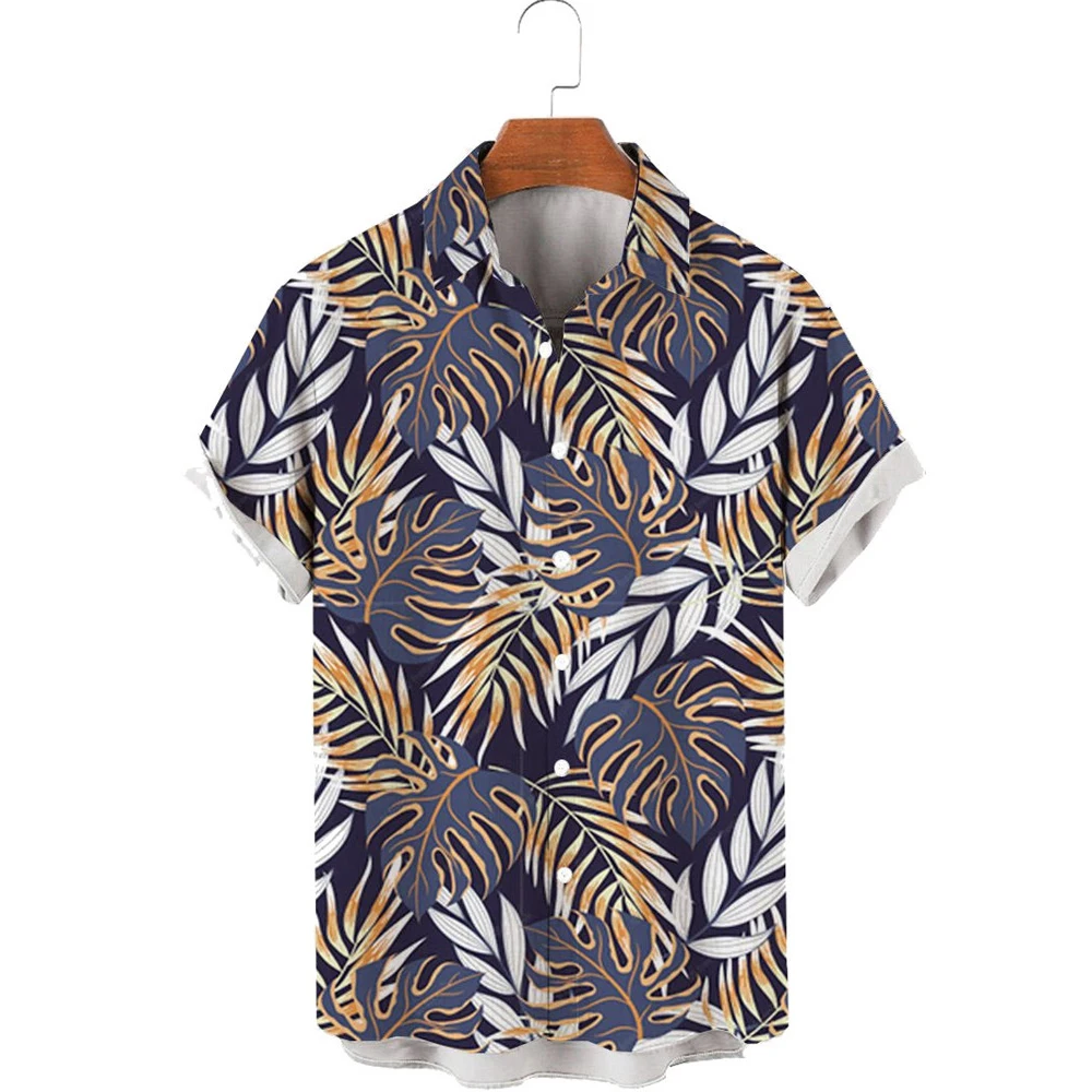 

HX Hawaiian Beach Shirts Polynesia Monstera Leaf Short Sleeve Shirt 3D Graphic Tops Ropa Hombre Men Clothing Dropshipping