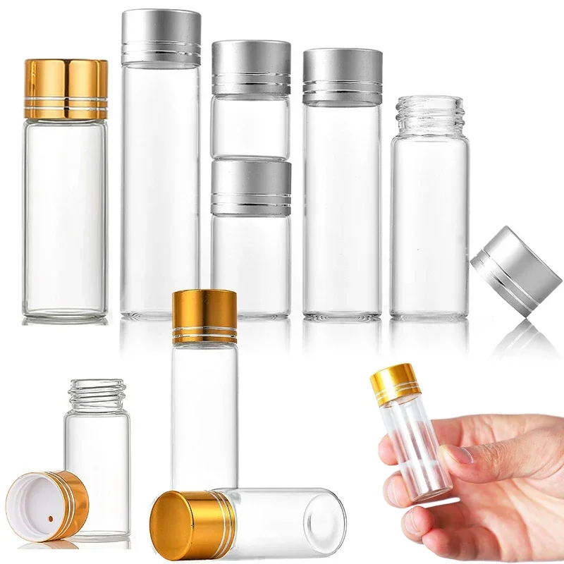 10Pcs 5ml-25ml Empty Clear Glass Bottles Wishing Bottle Gravel Vial Mini Sample Container For DIY Wedding Decorations Party Gift