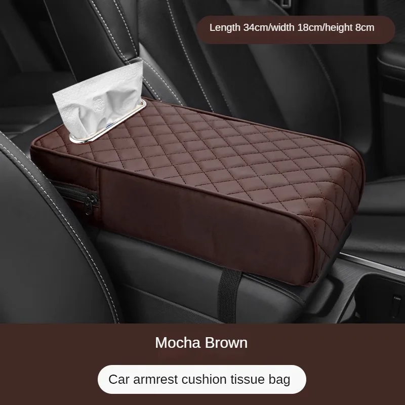 Housse D’Accoudoir Central Voiture PU Cuir Noir – Protection Diamant 3D Universelle 29x17 Cm Pour La Plupart Des Voitures
