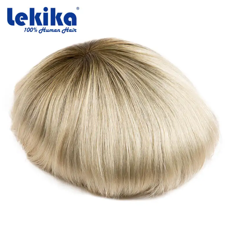 French Full Lace Men Toupee T 4/613 color 100% Human Hair Systems Unit Men's Wig Breathable Male Capillary Prothesis Wig For Men