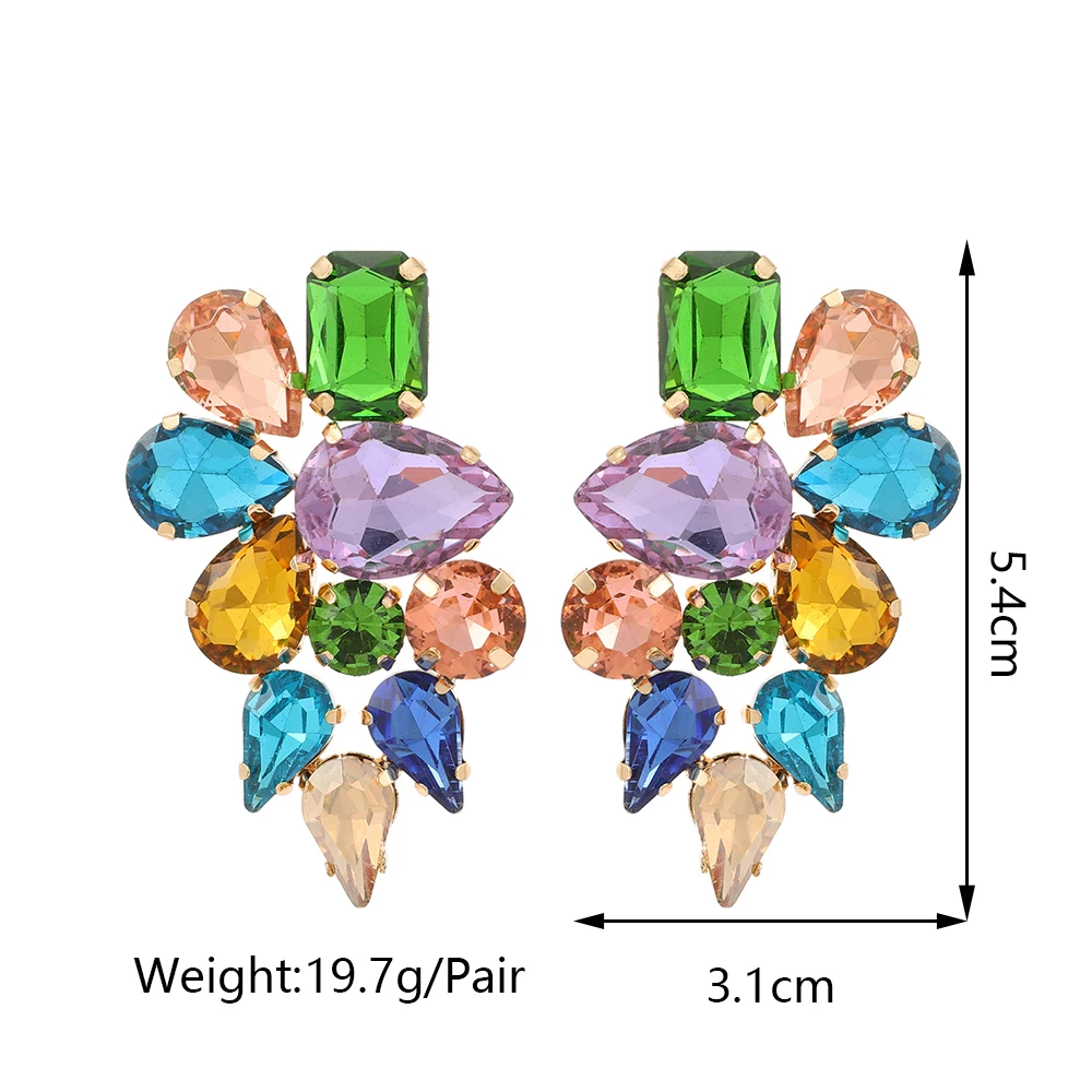 Elegant Luxury Crystal Glass Wing Shaped Stud Earrings For Women Geometric Korean Fashion Popular Charm Jewelry Statement Gift