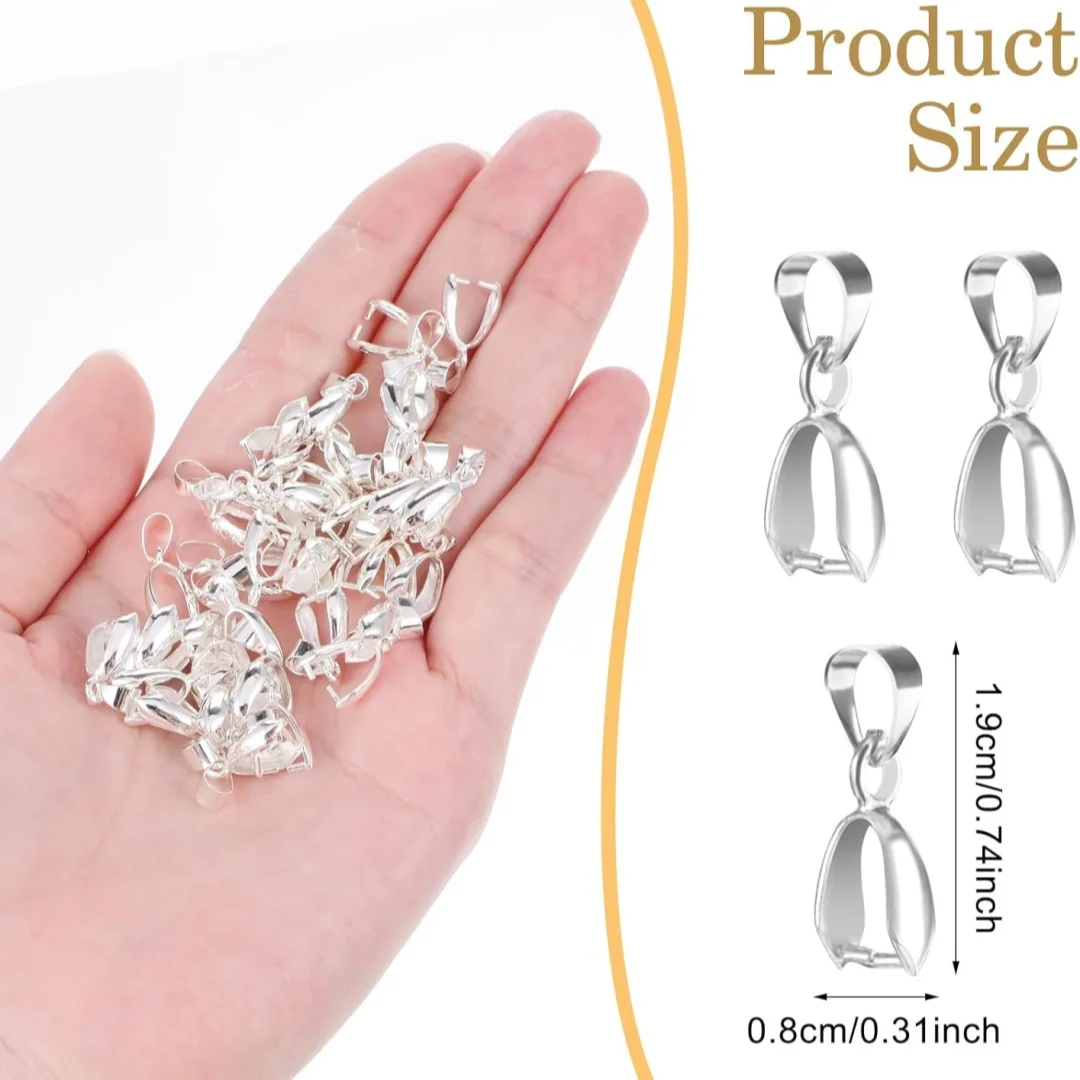 Size L 8*17MM 10/20/50PCS 925 Sterling Silver Findings Bail Connector Bale Pinch Clasp Clip 925 Silver Pendant Fittings