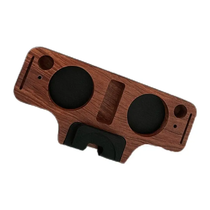 DT19-Wooden For 51/53/58Mm Portafilter Coffee Tamping Organizer With Tamper Station Holder Rack Non-Slip Mat Base B