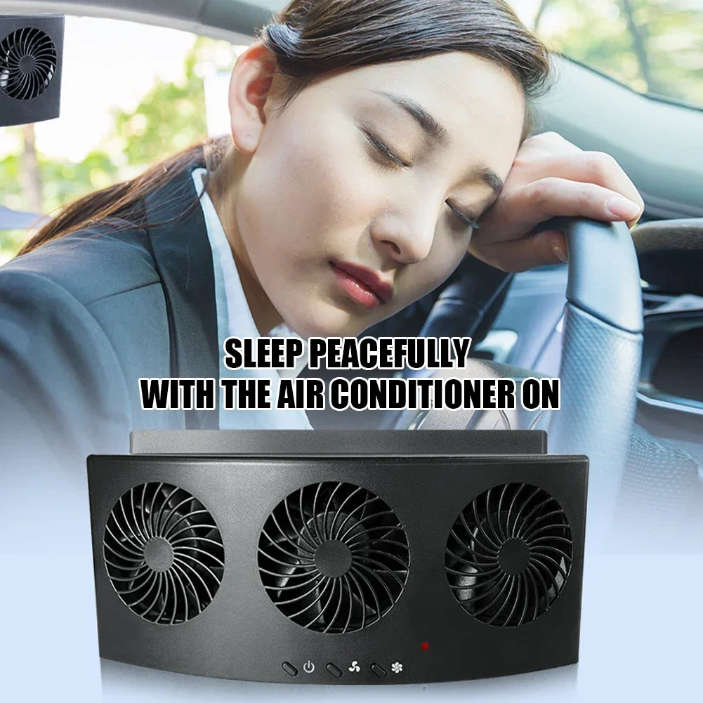 

Car Fan USB Rechargeable Exhaust Fan Air Circulation Cooling and Heat Dissipation High Wind Power 3 Head Ventilation Fan