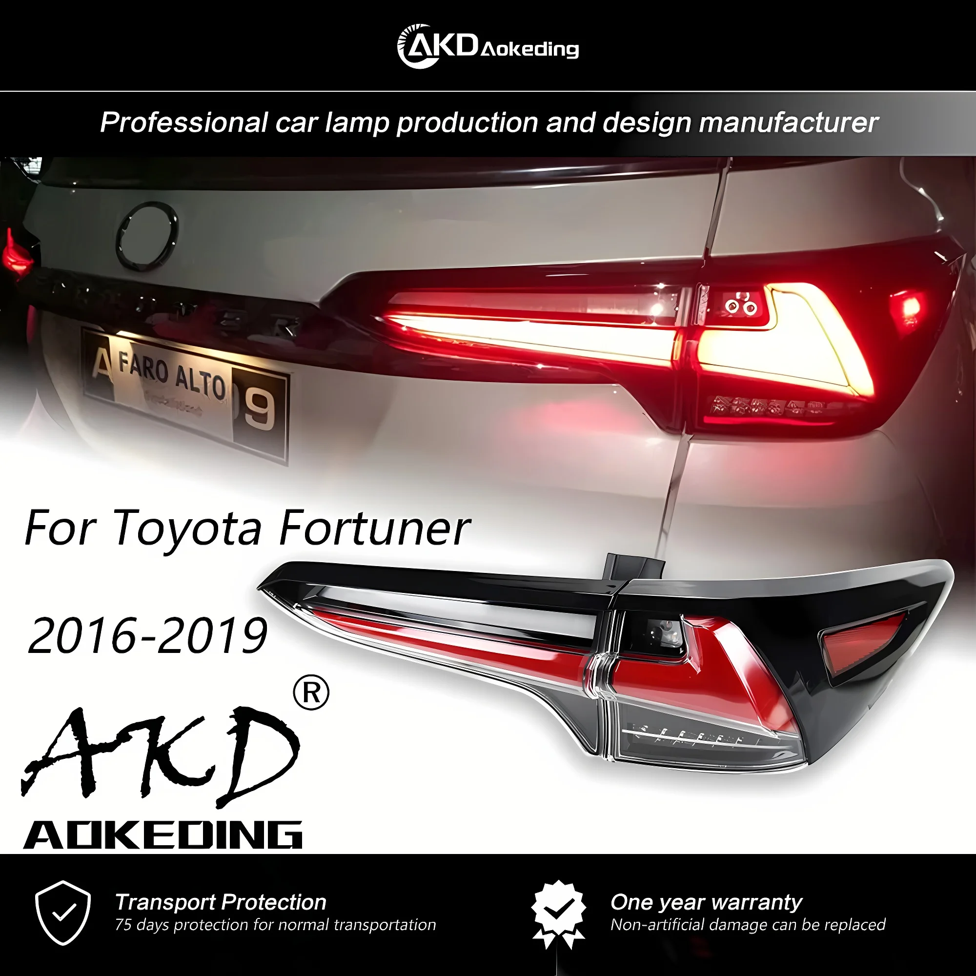 

AKD Tail Lamp For Toyota Fortuner 2016-2019 LED Bulb Assembly Upgrade Dynamic Signal Auto Accessories