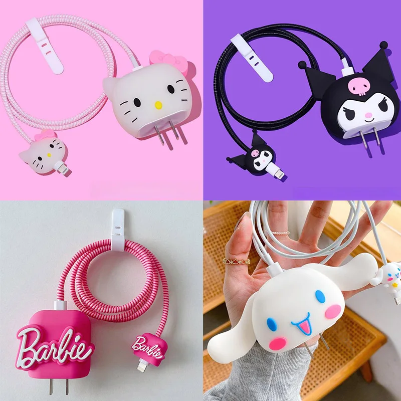 Sanrios Kuromi HelloKittyMelodys Cable Protector for iphone ipad 20W Charger Case Anime Barbie Winnie Stellalou  Protector Shell