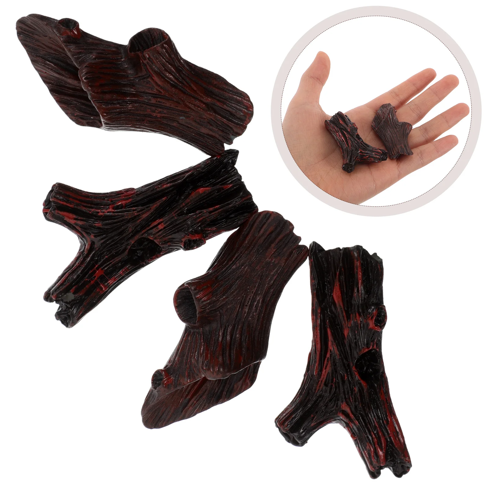 

4pcs Mini Tree Stump Decor Artificial Stump Moss Terrarium Bonsai Landscaping Micro Scene Layout Resin
