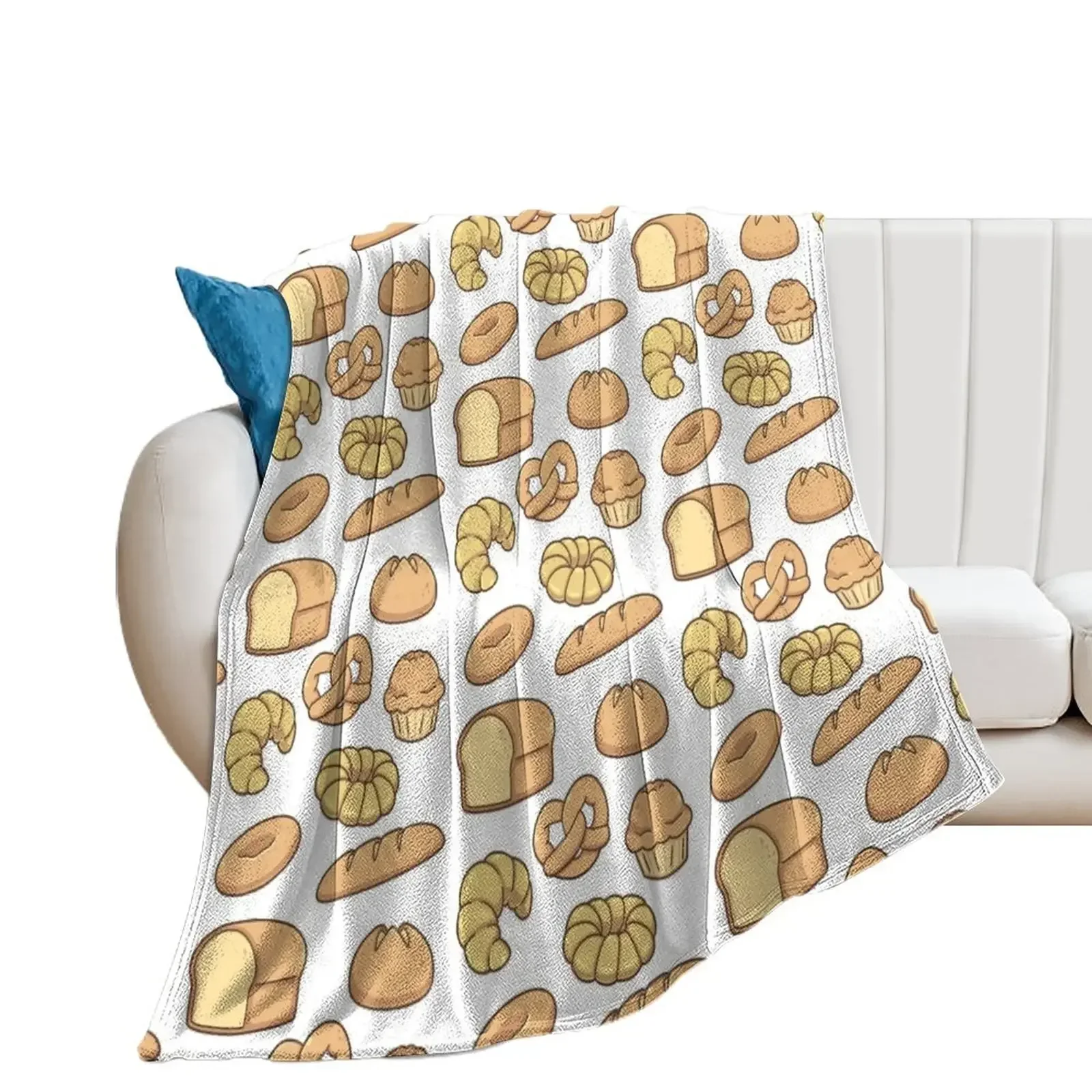 

All Types of Bread Pattern Throw Blanket For Sofa Thin christmas decoration Loose Blankets